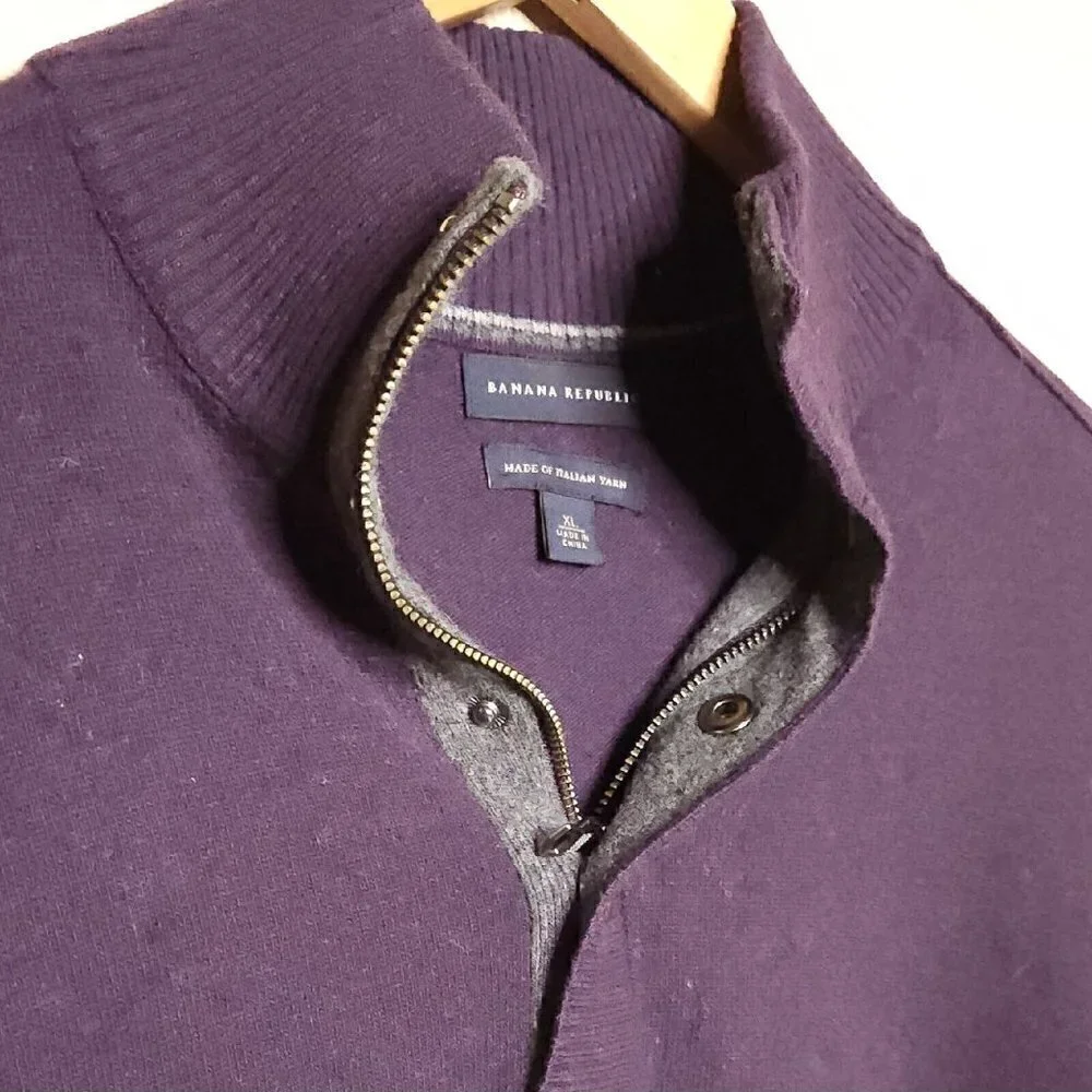 Banana Republic Mens Purple Italian Yarn Wool Blend Sweater XL